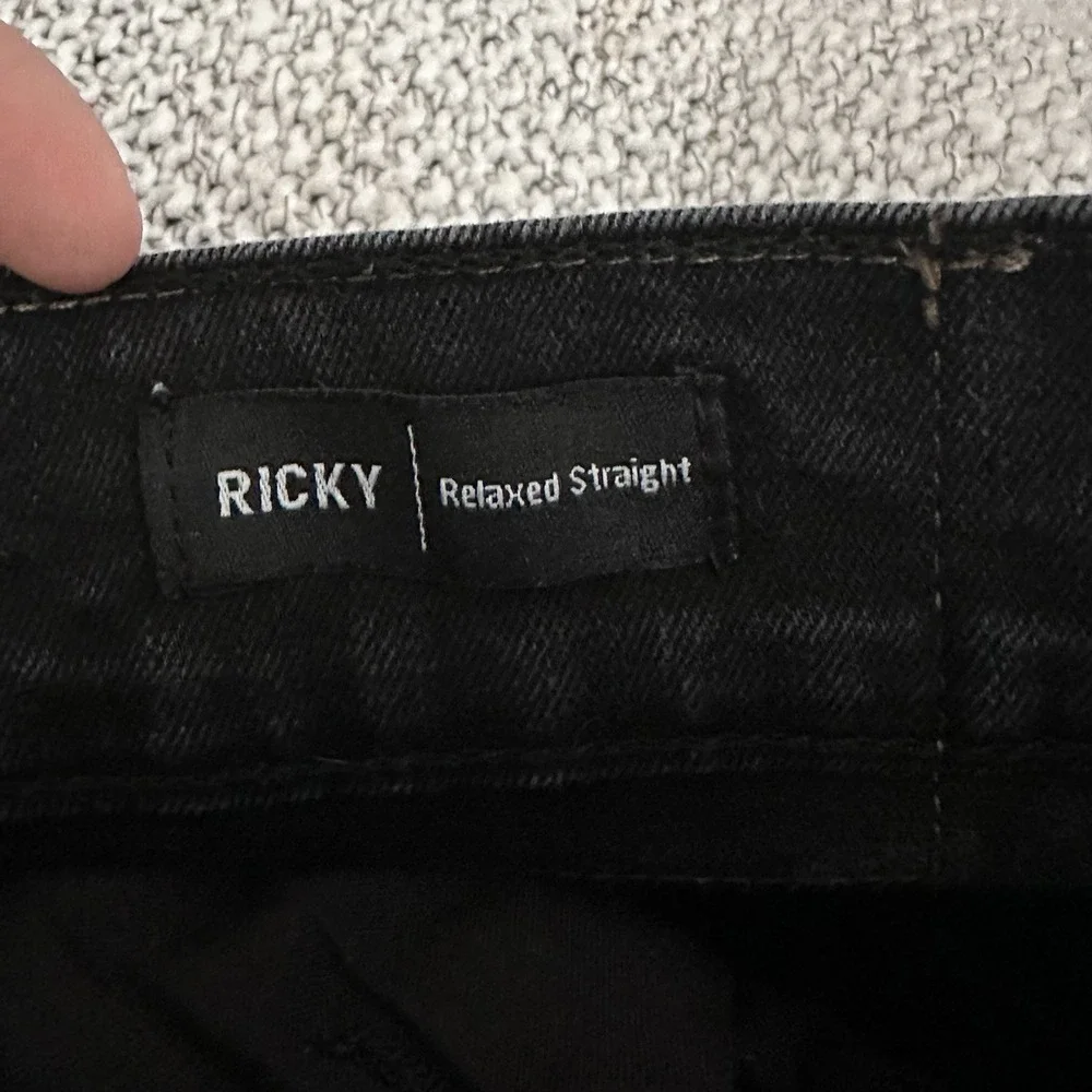 True Religion Jeans Mens 31 Black Denim Ricky‎ Relaxed Straight Flap Pocket